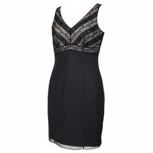 Ann Taylor Dress Sz 6 Silk Black Embroidery Beading Cocktail Wedding Guest